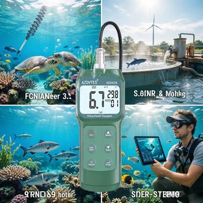 Misuratore di ossigeno disciolto portatile AE6609 ad alta precisione con sonda da 3,5 m e ATC per acquacoltura e acque reflue