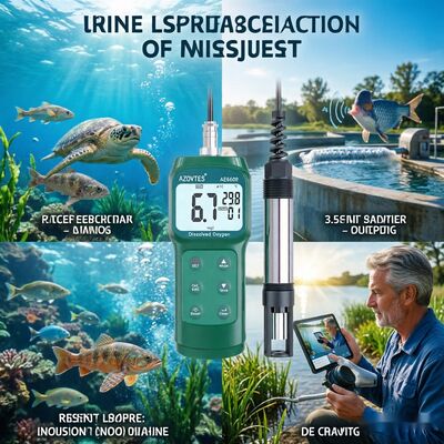 Misuratore di ossigeno disciolto portatile AE6609 ad alta precisione con sonda da 3,5 m e ATC per acquacoltura e acque reflue