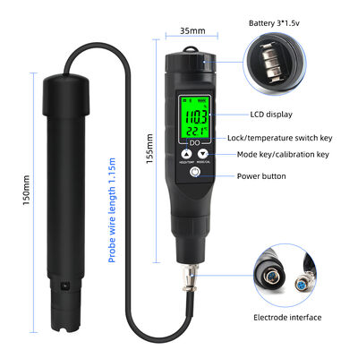 Smart Bluetooth Dissolved Oxygen Meter con alta precisione 0.1mg/L e sonda staccabile per l'idroponica e il trattamento dell'acqua