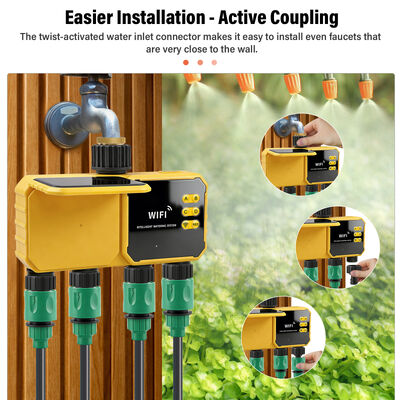 Timer per irrigazione intelligente WiFi solare a 4 zone con sensore pioggia per controller valvola acqua da giardino