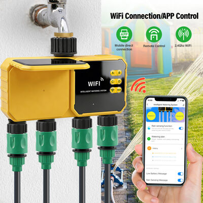 Timer per irrigazione intelligente WiFi solare a 4 zone con sensore pioggia per controller valvola acqua da giardino