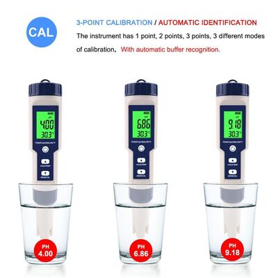 Tester digitale di qualità dell'acqua 5 in 1 con resistenza all'acqua IP67 e elettrodo staccabile ad alta sensibilità per una misurazione precisa del pH EC TDS di salinità e temperatura