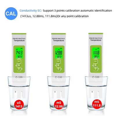 5 in 1 misuratore della qualità dell'acqua con display LCD di alta precisione e design compatto per piscina d'acquario