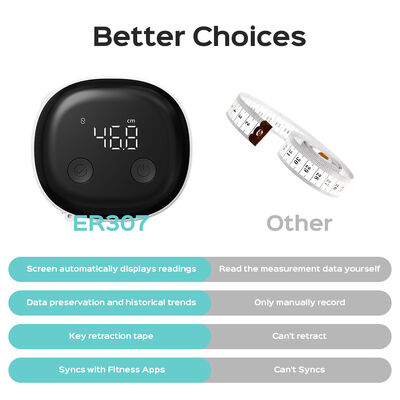 Smart Bluetooth Body Measuring Tape con accuratezza ±0,2%, display ricaricabile di tipo C e LED per misurazioni precise