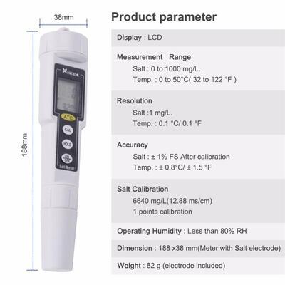 Waterproof Pocket Pen Type Digital Salinity Meter with High Accuracy for Salt Water Pool and Aquarium