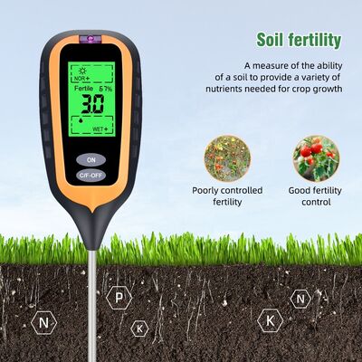 6 in 1 pH del suolo meditore giardino pH del suolo / fertilità / umidità / luce / umidità dell'aria / temperatura strumento multifunzionale di prova del suolo