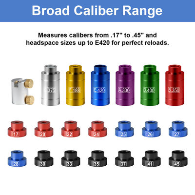 Kit di confronto di calibro di precisione con inserti di 14 proiettili e 6 comparatore universale di calibro di Bushing per il caricamento del calibro 17-45.