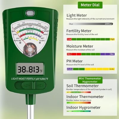 7 In 1 Digital Soil Analyzer With LCD Display For Accurate Garden Light Moisture PH Monitoring