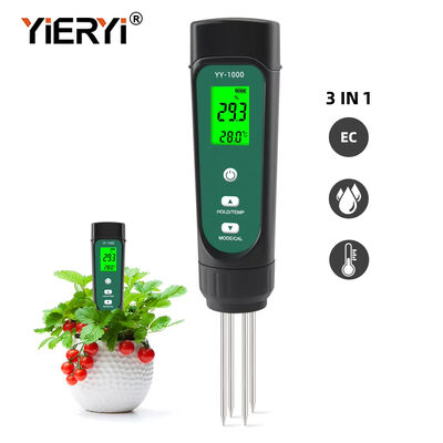 Strumento di misurazione agricola per giardinaggio in vaso Conducibilità 3 in 1 Tester per misuratore di umidità del suolo per temperatura del suolo EC