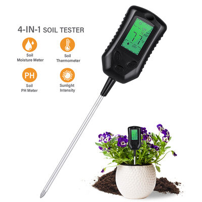 Interfaccia utente LCD grande 4 in 1 Calcolatore del pH del suolo Calcolatore di umidità/temperatura/luce solare Strumenti di analisi del suolo