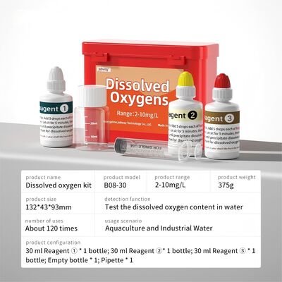 YIERYI Kit di prova dell'ossigeno disciolto 2-10mg/l 120 prove per l'acquacoltura e il monitoraggio industriale della qualità dell'acqua