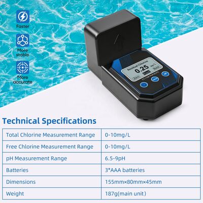 YIERYI Tester fotometrico portatile accurato di qualità dell'acqua per il pH, il cloro residuo, il cloro totale
