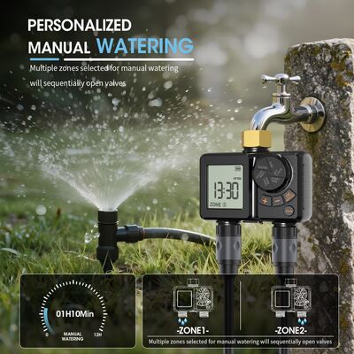 Timer di irrigazione digitale ricaricabile con connettore in ottone ad uso pesante, controller di spruzzatore automatico con sovrascrizione manuale