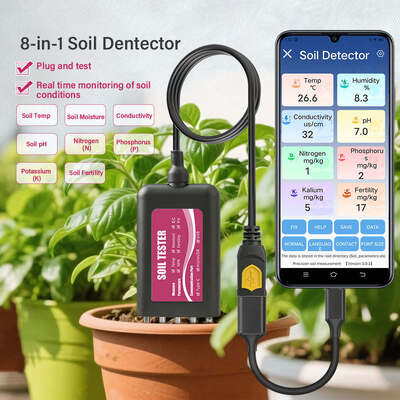 Tester del suolo USB 8 in 1 YIERYI con monitoraggio in tempo reale pH umidità NPK EC sensore di fertilità per Android HarmonyOS