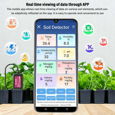 Tester del suolo USB 8 in 1 YIERYI con monitoraggio in tempo reale pH umidità NPK EC sensore di fertilità per Android HarmonyOS