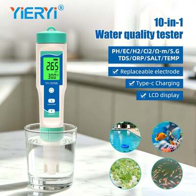 YY-1010S 10-in-1 Water Quality Test Pen PH TDS EC Salinity ORP H2 S G Temperature Chlorine Resistivity