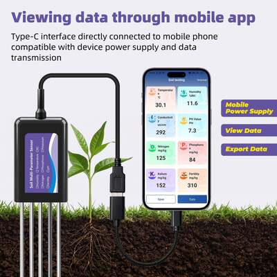 Tester del suolo connesso tramite USB-C aggiornato con funzione di archiviazione dati EC, temperatura, umidità, pH, fertilità e N-P-K