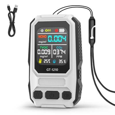 5 in 1 HCHO TVOC CO Temp Umidità Detettore di qualità dell'aria