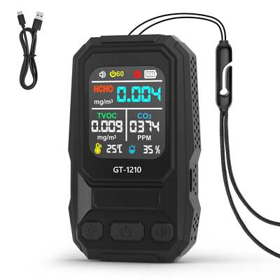 5 in 1 HCHO TVOC CO Temp Umidità Detettore di qualità dell'aria