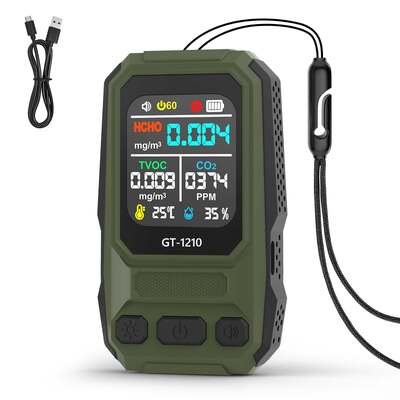 5 in 1 HCHO TVOC CO Temp Umidità Detettore di qualità dell'aria