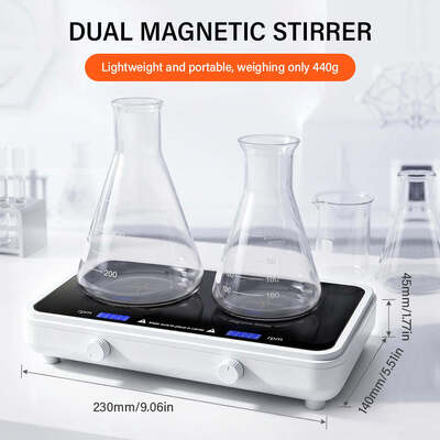 Miscelatore magnetico a doppia posizione, miscelatore di liquidi e pigmenti mini laboratorio, 500-1000 ml per stazione, velocità regolabile da 600 a 4000 giri al minuto, apparecchiatura di miscelazione di laboratorio a due canali