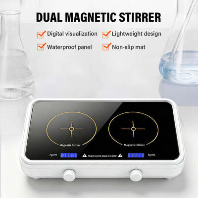 Miscelatore magnetico a doppia posizione, miscelatore di liquidi e pigmenti mini laboratorio, 500-1000 ml per stazione, velocità regolabile da 600 a 4000 giri al minuto, apparecchiatura di miscelazione di laboratorio a due canali