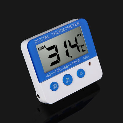 C601 Mini Indoor Outdoor Thermo Hygrometer, High Low Temperature Alarm Thermometer, Refrigerator Temperature Monitor