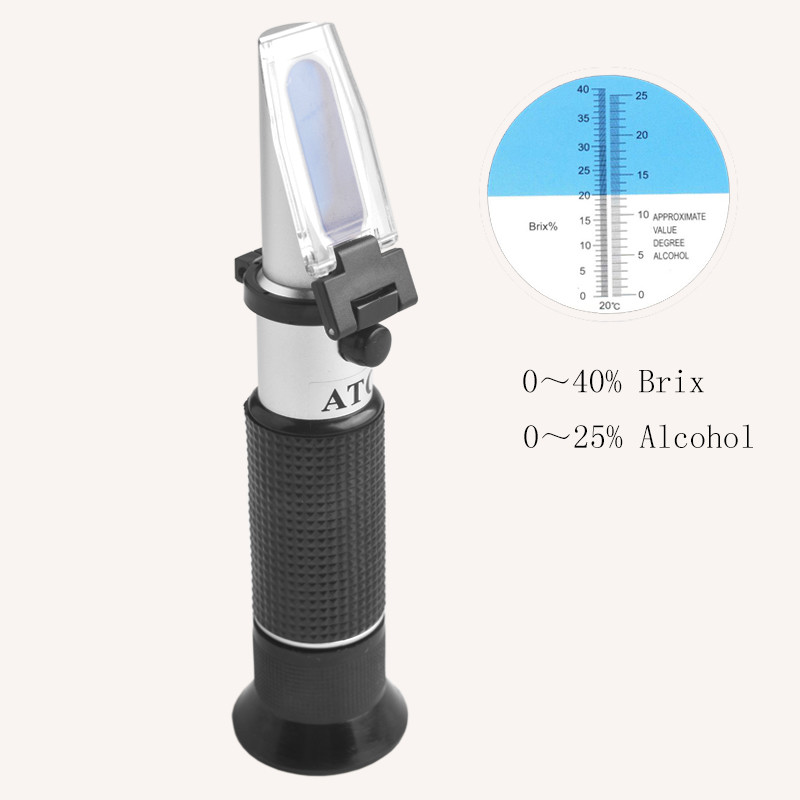 Rifrattometro Brix 0-20% Portatile | Misura Zucchero In Succo D'uva, Vino, Birra E Miele | Con Compensazione ATC E Kit Accessori