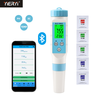 Yieryi BLE-9902 3-in-1 Bluetooth PH EC Meter Test completo dell'acqua per piscine Acquari idroponici