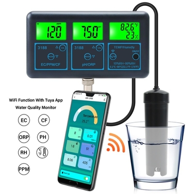 Monitor di qualità dell'acqua intelligente 7 in 1 ¢ pH/EC/ORP/PPM/CF/TDS/Temperatura per acquari, idroponica e piscina