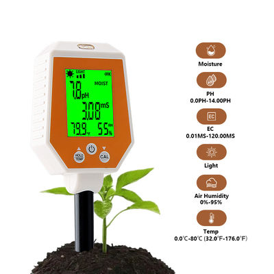 Testatore del suolo 6 in 1 - umidità/PH/CE/luce/umidità dell'aria/temperometro per giardinaggio e agricoltura