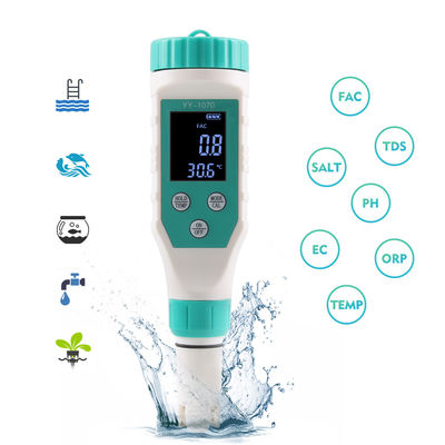 7 - in - 1 Calcolatore di qualità dell'acqua - FAC/pH/ORP/salinità/TDS/EC/Temp Meter per l'acquacoltura, la casa e il laboratorio