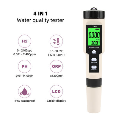 Tester di qualità dell'acqua all'idrogeno 4 in 1 - Misuratore H₂/pH/ORP/Temperatura per salute, acquacoltura e laboratorio