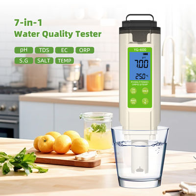 Tester di qualità dell'acqua 7 in 1 - Misuratore pH/TDS/EC/ORP/S.G/Sale/Temperatura per casa, piscina e laboratorio
