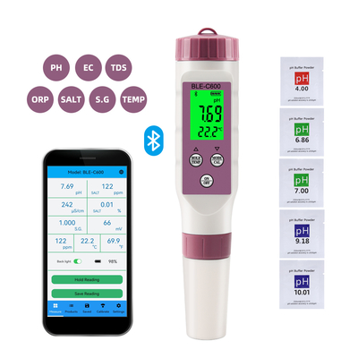 Calcolatore digitale di qualità dell'acqua 6 in 1 pH/CE/TDS/ORP/Sal/Temperatura dell'acqua potabile
