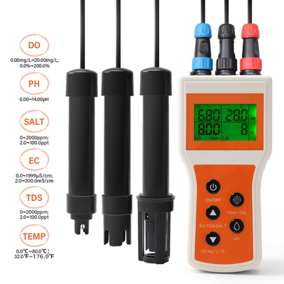 Analizzatore di qualità dell'acqua portatile intelligente 6-in-1: Ossigeno Disciolto/PH/TDS/EC/SALINITÀ/TEMP