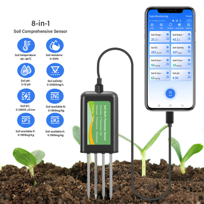 Sensore del suolo 8 in 1 per Android NPK PH umidità EC salinometro