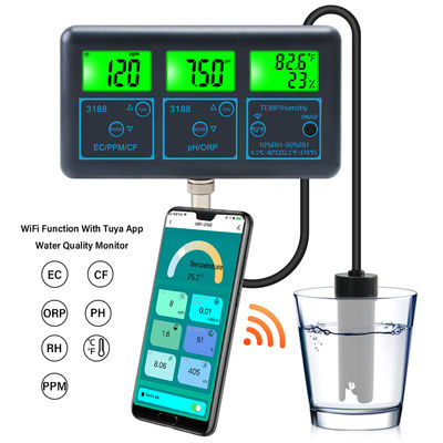 Online Digital PH Tester with 0.01-14.00pH Measuring Range -1200mV~+1200mV ORP and 0.1℃-80.0℃ Temperature Multi Function Water Quality Monitor
