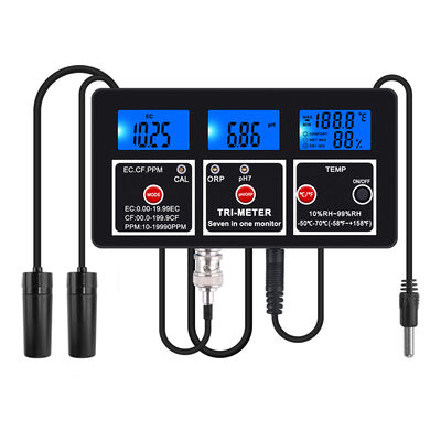 Tester di qualità dell'acqua multifunzione 7 in 1 con display LCD e compensazione automatica della temperatura per acquari e piscine