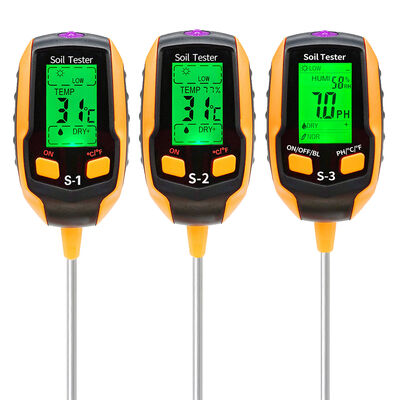 Tester digitale del suolo 6 in 1 Monitor di umidità/pH/luce solare/temperatura con retroilluminazione LCD
