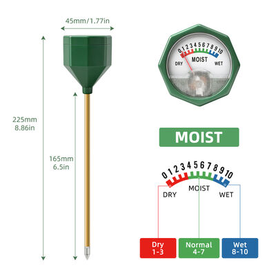 YIERYI Analoghi senza batterie, misuratore di umidità del suolo con sonda metallica di precisione 0-10 Scale Hygrometer per la coltivazione di piante in vaso da giardino