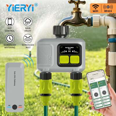 Timer per Irrigazione Intelligente YIERYI Dual-Zone RF con Gateway Sub-GHz