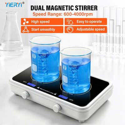 Miscelatore magnetico a doppia posizione, miscelatore di liquidi e pigmenti mini laboratorio, 500-1000 ml per stazione, velocità regolabile da 600 a 4000 giri al minuto, apparecchiatura di miscelazione di laboratorio a due canali