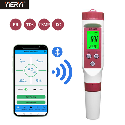 4 in 1 rivelatore di qualità dell'acqua di TDS di controllo di APP del pHmetro di Pen Type Bluetooth della CE